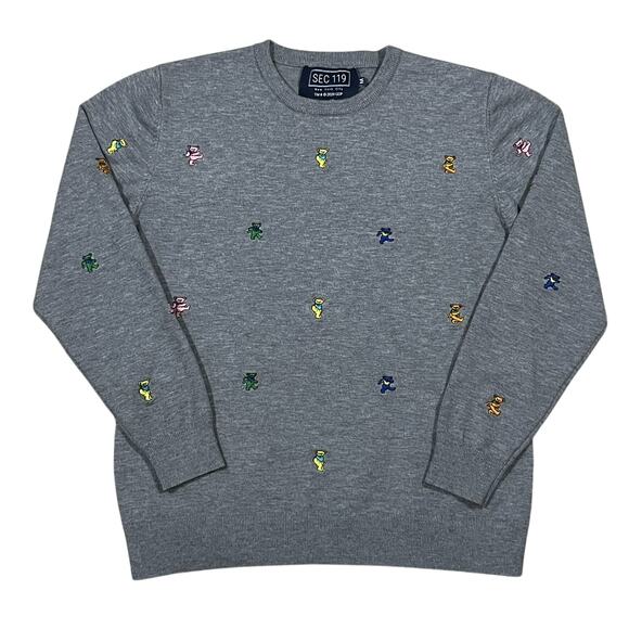 Sec 119 Grateful Dead Bear Embroidered Sweater Gray Size Medium - Picture 1 of 4